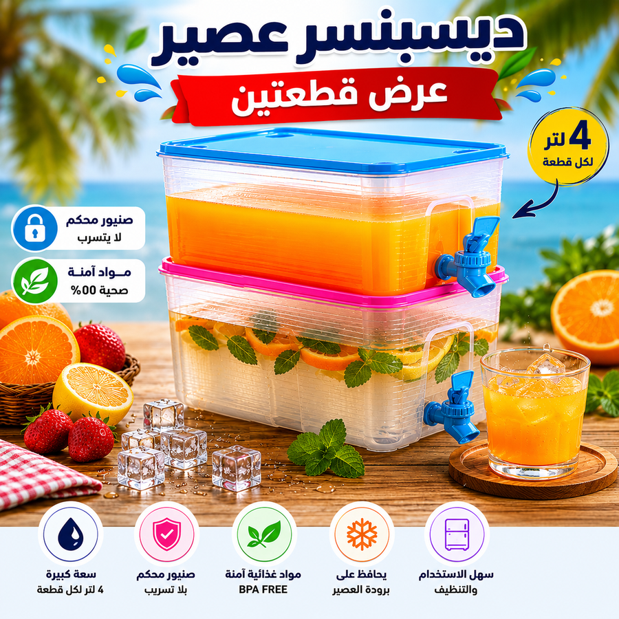 ديسبنسر عصير 4 لتر بحنفية
